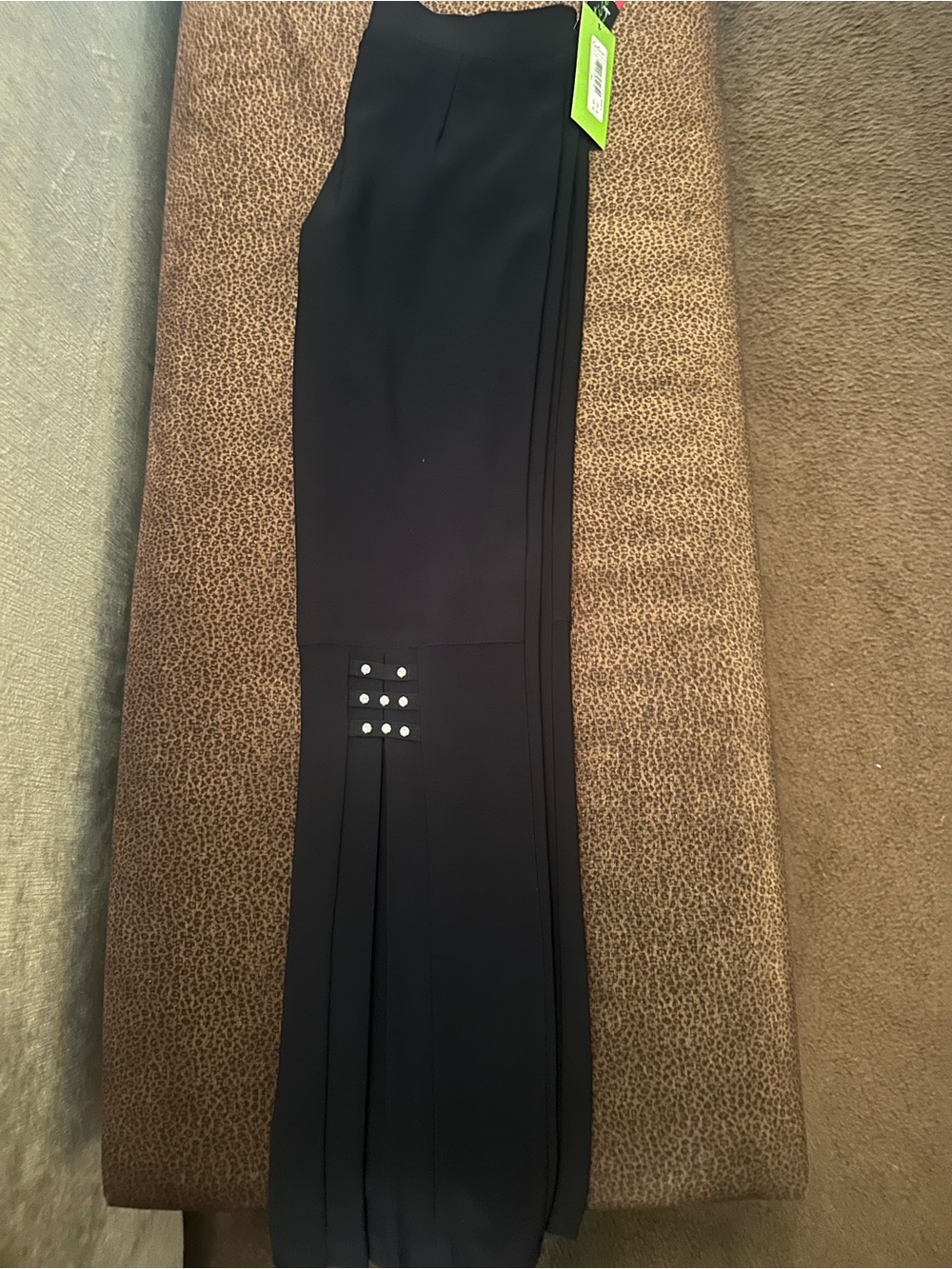 Cartise Black Dressy Pant  with Studded Pleat split Detail